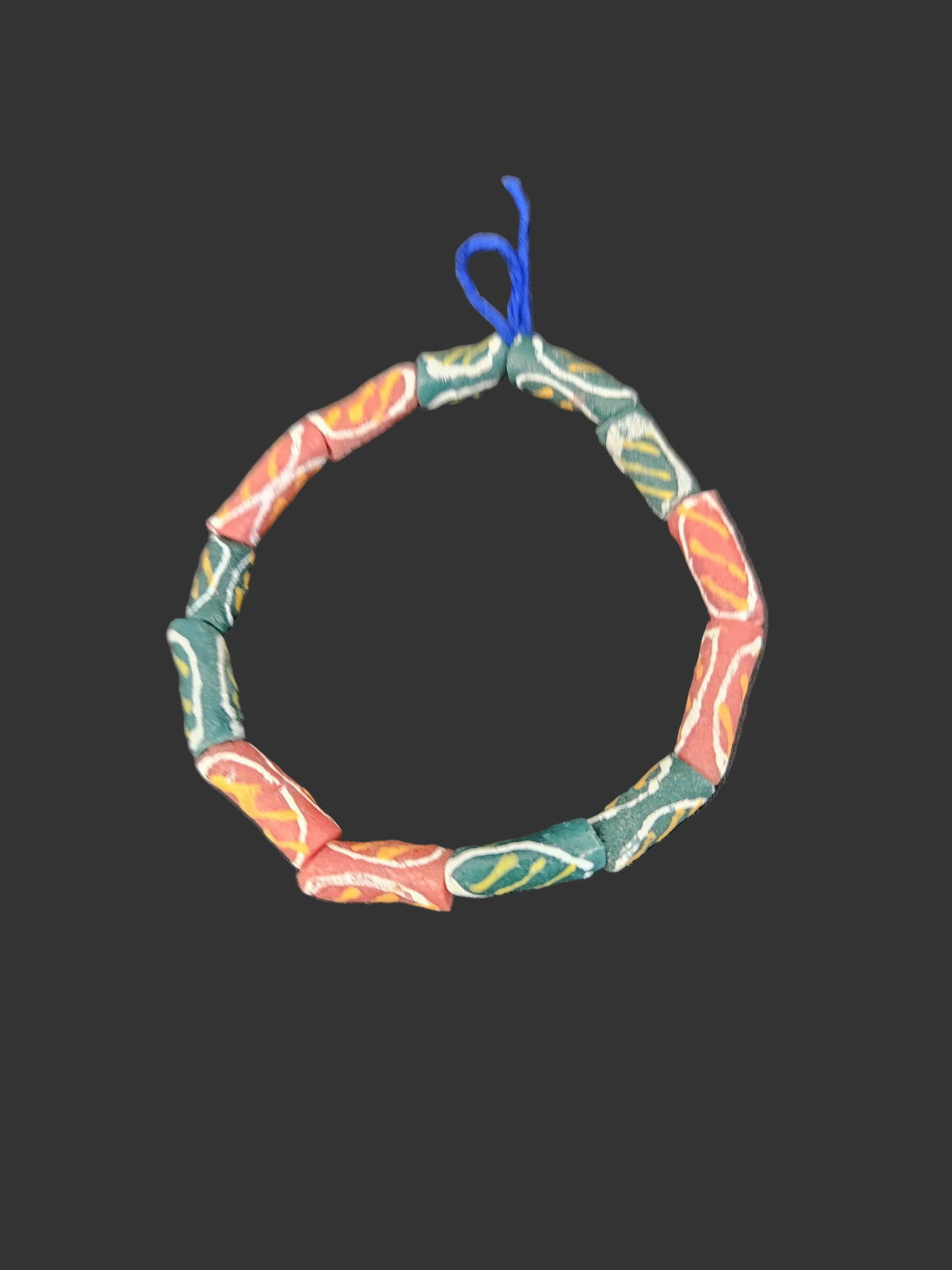 Authentic African Painted Glass Tube Beads from Ghana | Handmade Krobo Recycled Glass Jewelry Beads