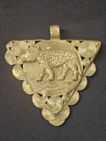 African Brass Leopard Pendant with Adinkrahene Symbol – Ghana