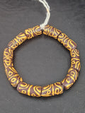 Handcrafted Krobo Painted Glass Tube Beads – Espresso Brown & Golden Ochre | Ghana Recycled Glass | Approx. 10 Beads