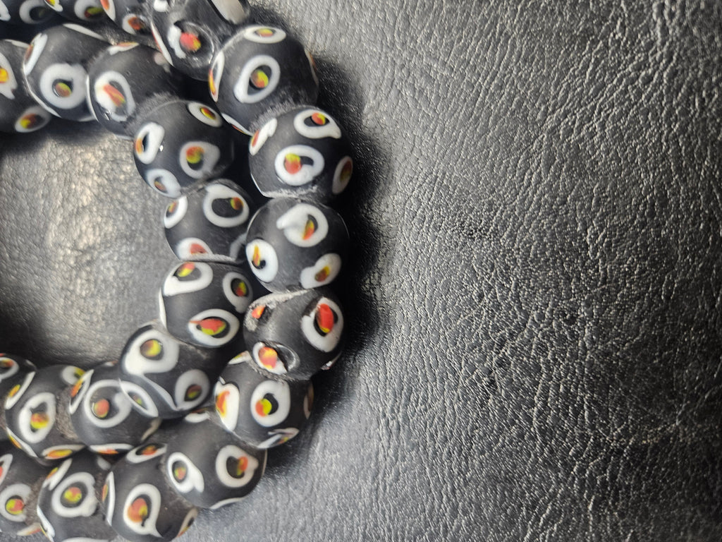 Designer Eye Trade Beads – Black, White & Multicolor 37–38 Beads