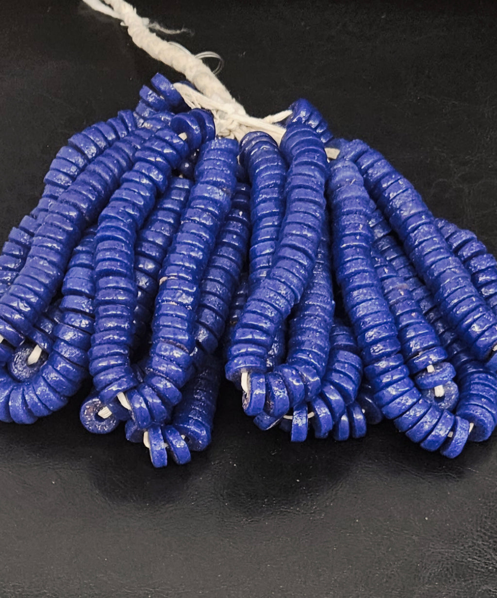 Authentic Royal Cobalt Blue Krobo Powdered Glass Disc Beads Handmade in Ghana