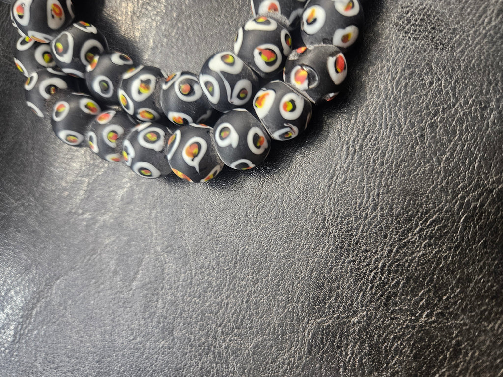 Designer Eye Trade Beads – Black, White & Multicolor 37–38 Beads