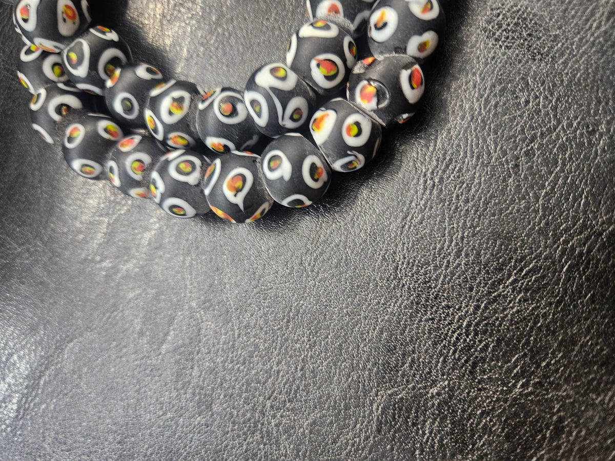 Designer Eye Trade Beads – Black, White & Multicolor 37–38 Beads