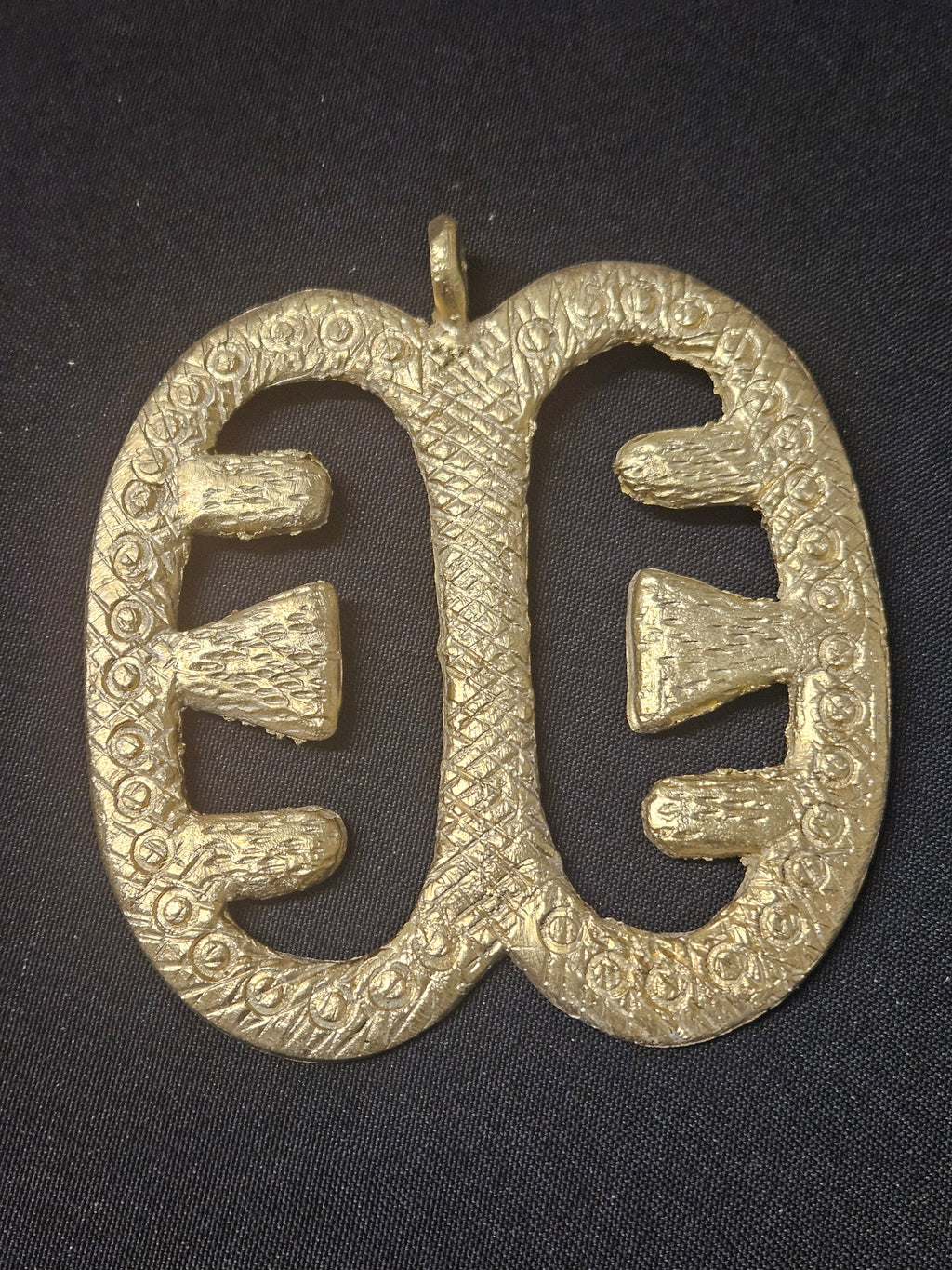 Large Handcrafted Ese Ne Tekrema African Brass Pendant | Authentic Ghana Adinkra Symbol
