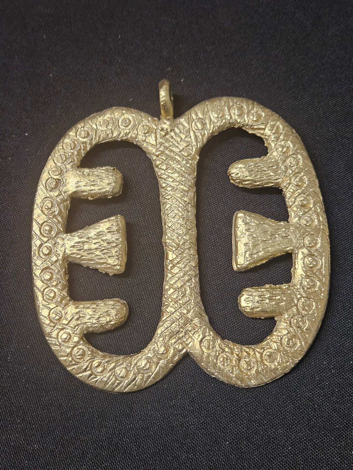 Large Handcrafted Ese Ne Tekrema African Brass Pendant | Authentic Ghana Adinkra Symbol
