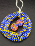 Blue African Beads Bundle – Krobo Glass Rondelles + Bicone Focal Beads