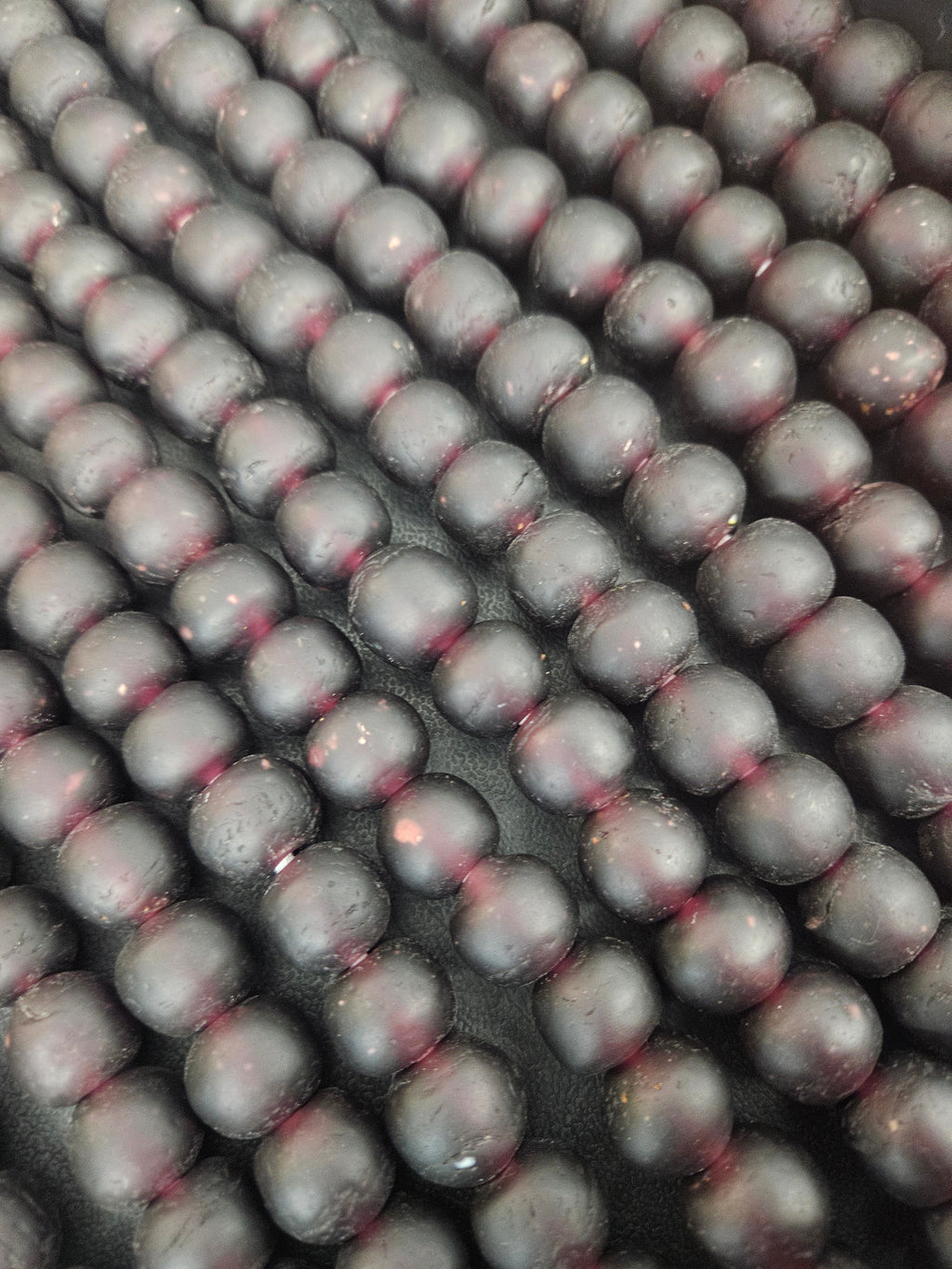 Burgundy Krobo Pocket Glass Beads – Handmade in Ghana, 13–14mm