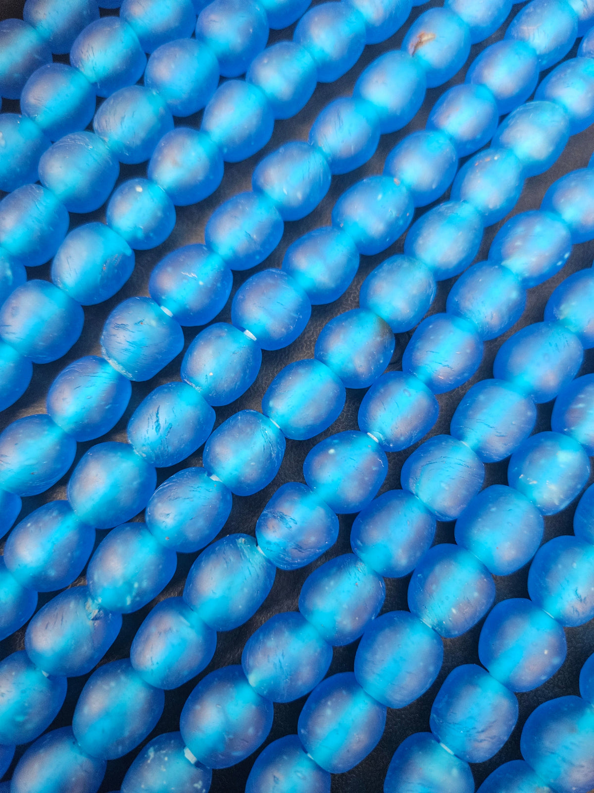 Handmade Blue Krobo Pocket Glass Beads from Ghana for Jewelry Making