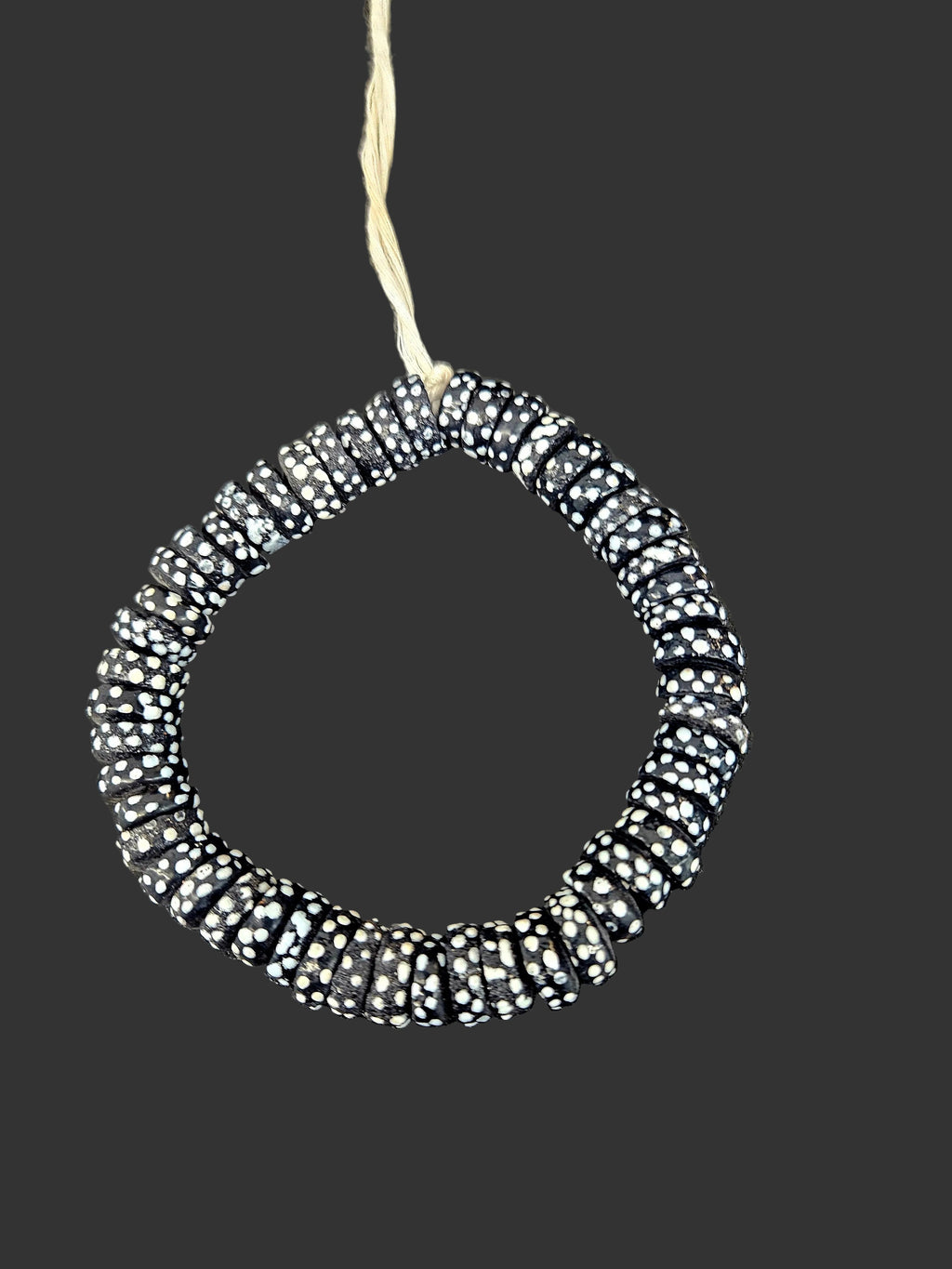 African Glass Beads – Painted Krobo Short Tubes, Black & White Krobo Beads