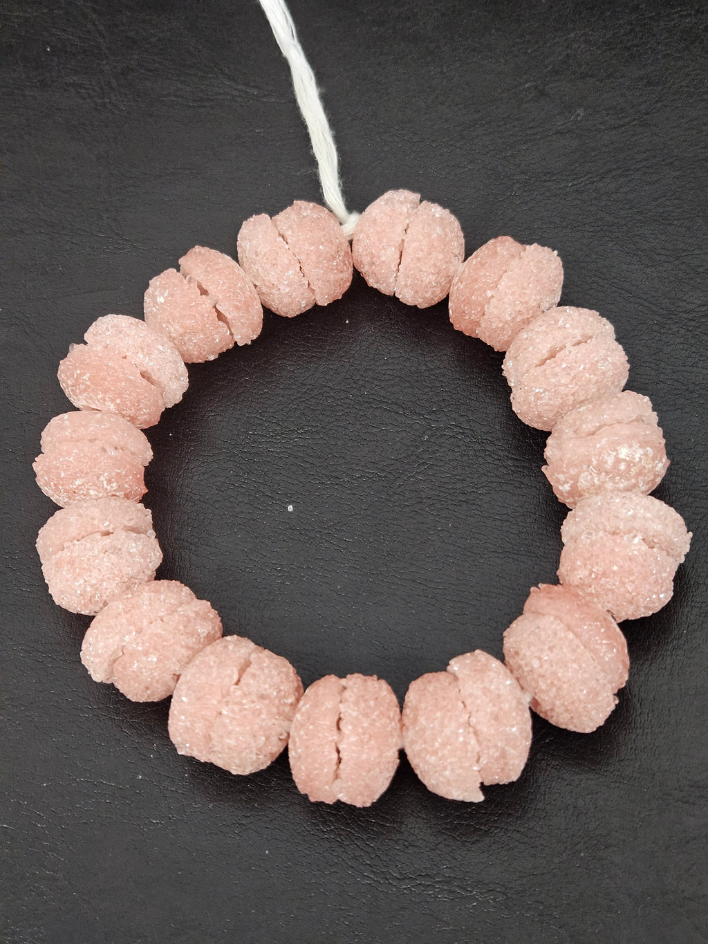 Pink Krobo Sugar Glass Rondelle Beads | Handcrafted Recycled Glass Beads from Ghana | Approx. 30 Beads Per Strand