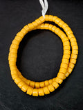 Golden Ochre Small Cube Tube Krobo Powdered Glass Beads | Ghana Recycled Glass | 77–78 Beads