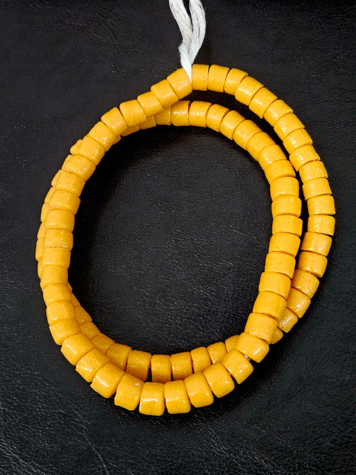 Golden Ochre Small Cube Tube Krobo Powdered Glass Beads | Ghana Recycled Glass | 77–78 Beads