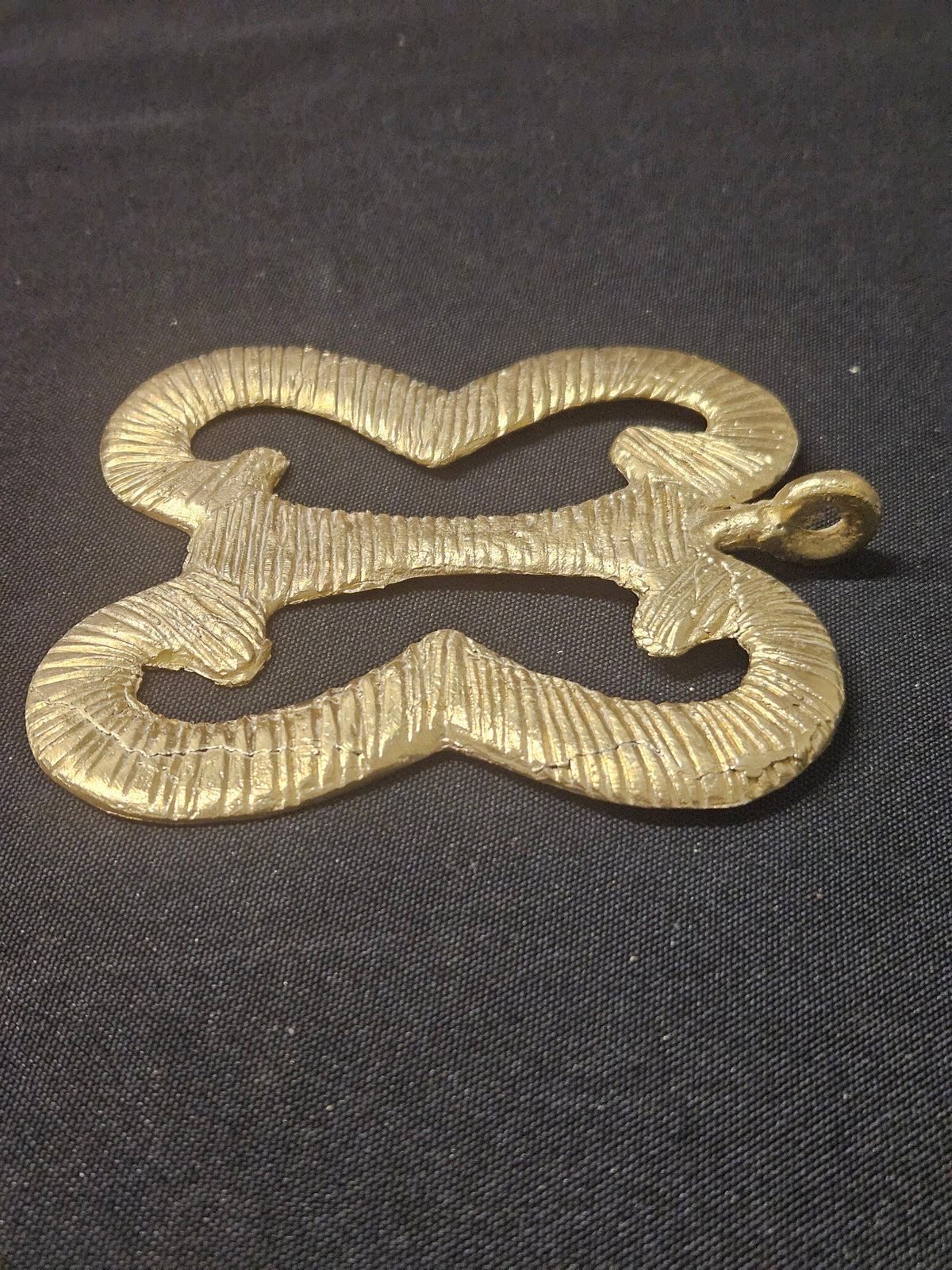 Large Handcrafted Pempamsie African Brass Pendant | Authentic Ghana Adinkra Symbol