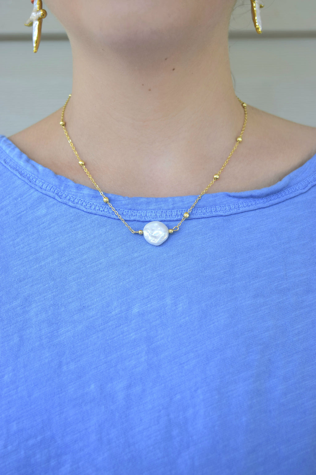 Your a Pearl Necklace in Gold