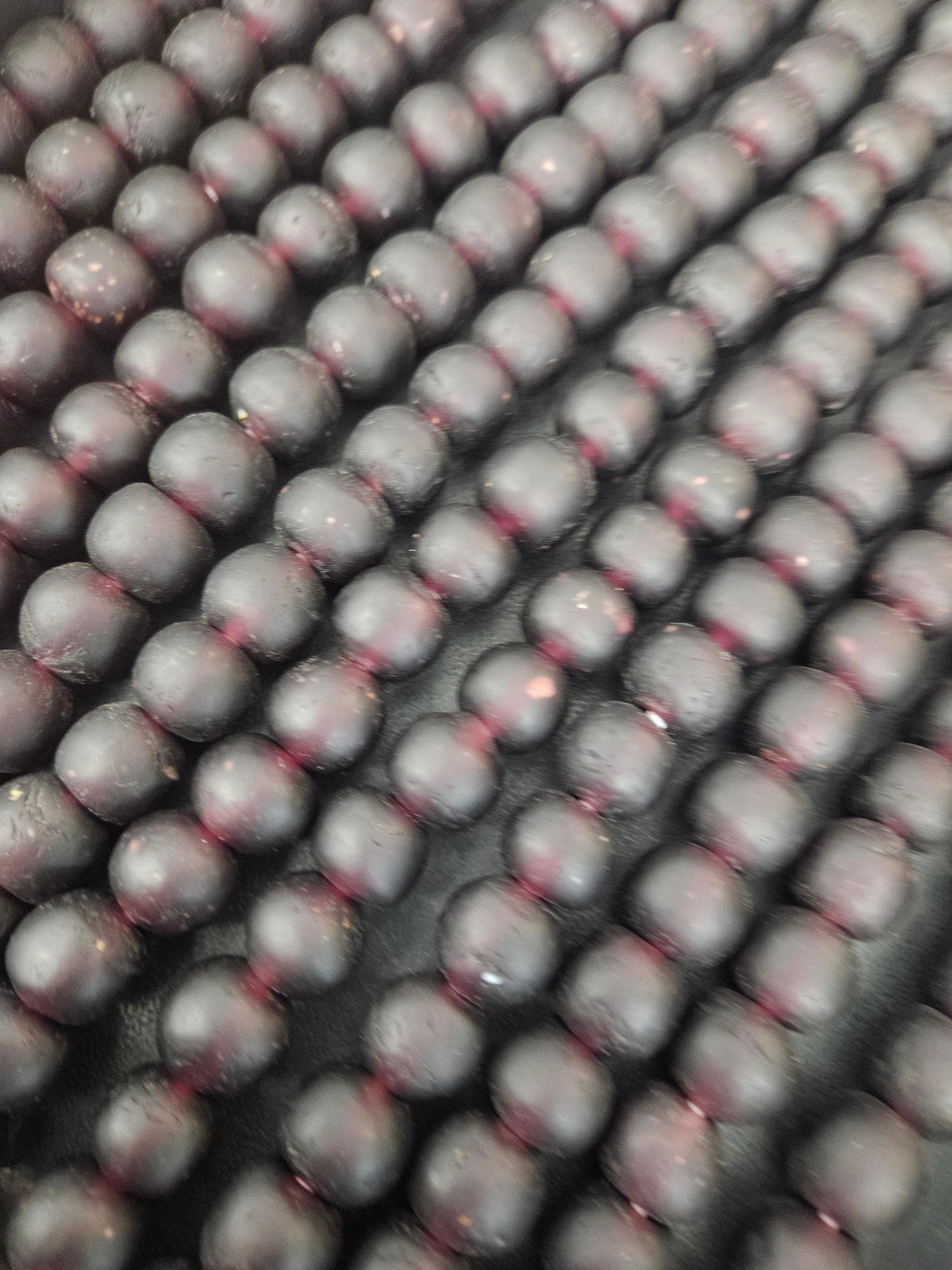 Burgundy Krobo Pocket Glass Beads – Handmade in Ghana, 13–14mm