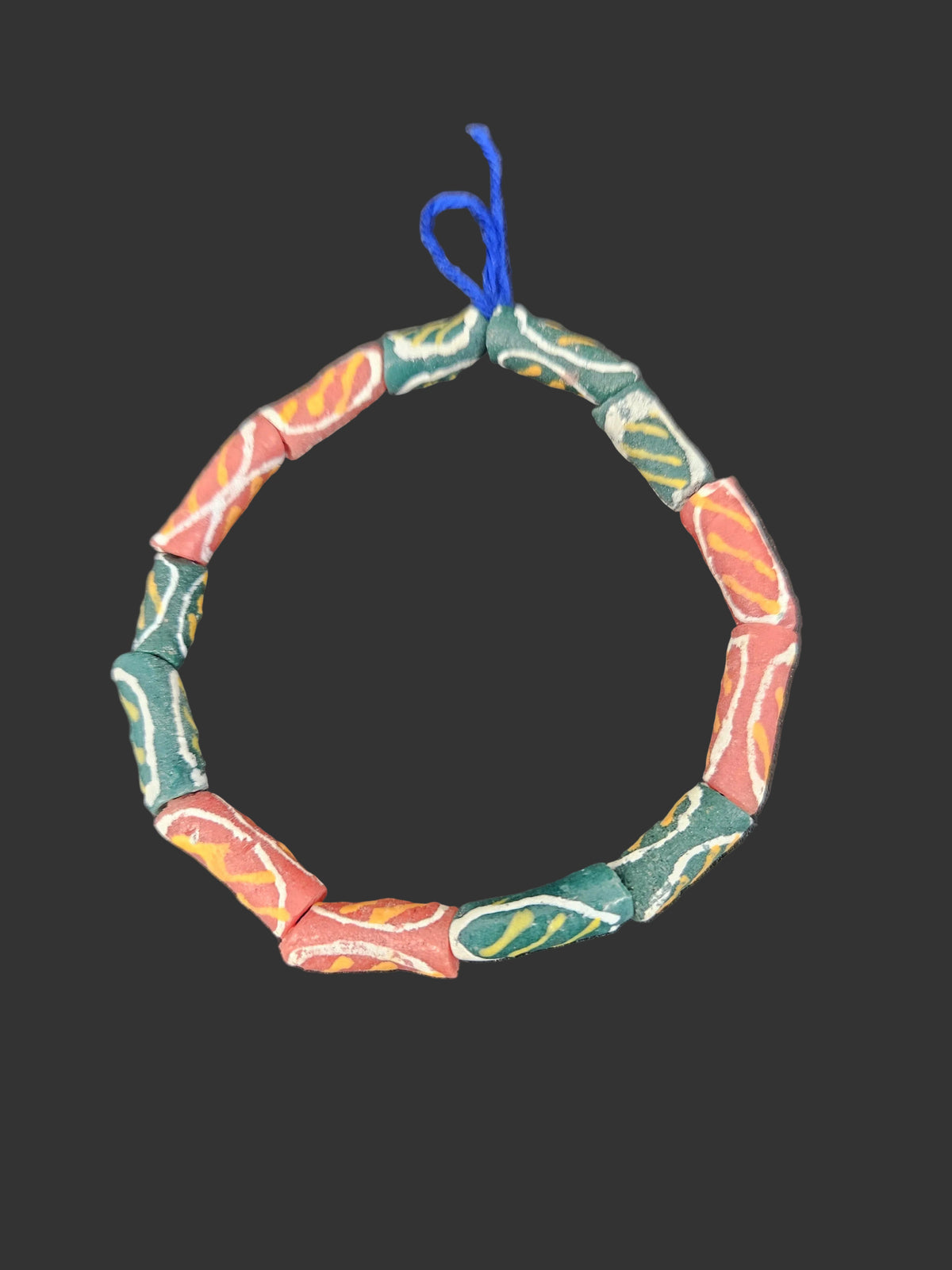 Authentic African Painted Glass Tube Beads from Ghana | Handmade Krobo Recycled Glass Jewelry Beads