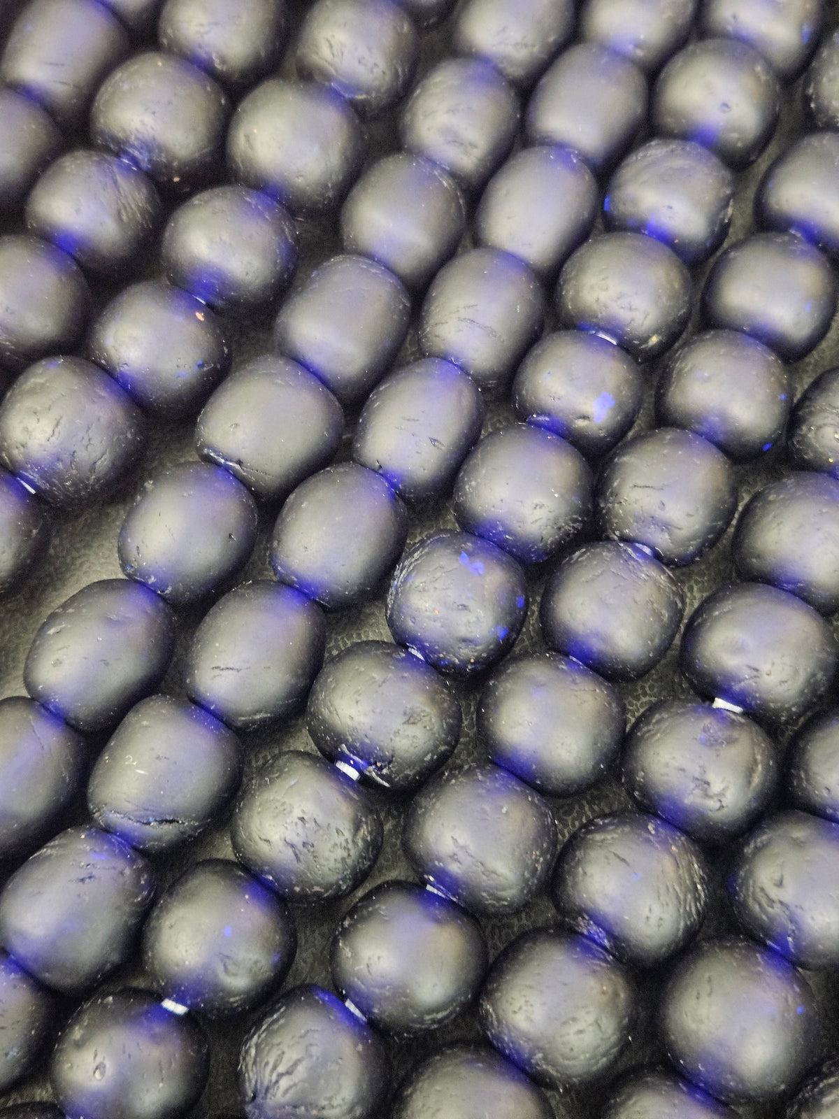 African Glass Beads – Deep Indigo Krobo Pocket Beads from Ghana