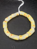 Ivory Painted Krobo Glass Tube Beads | Recycled African Glass Beads | Ghana | Aadampo