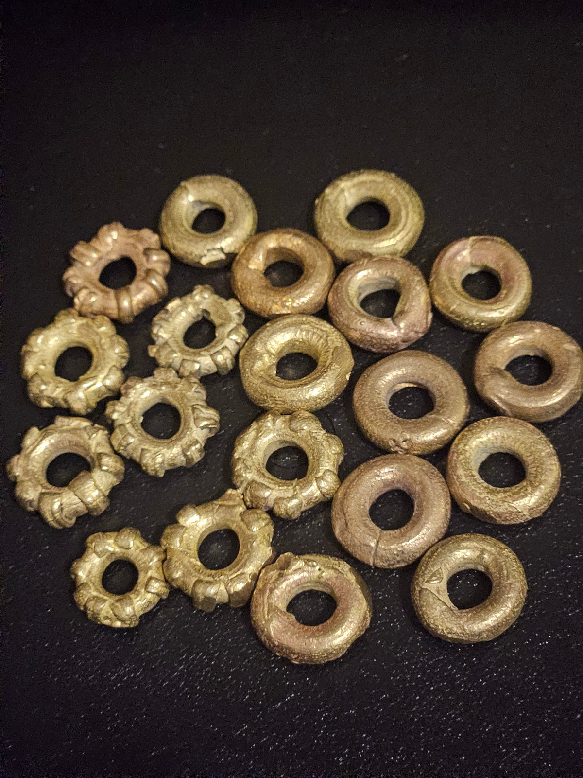 Ashanti Brass Ring Beads (Donut Spacers) — Hand-Cast in Ghana | Set of 20