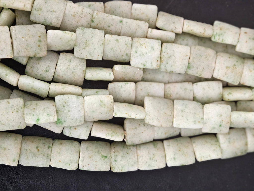 Aadampo Large Moss Green Krobo Powdered Glass Beads | Authentic Handmade Recycled Glass Beads | 25 × 25 × 11–12mm (Copy)