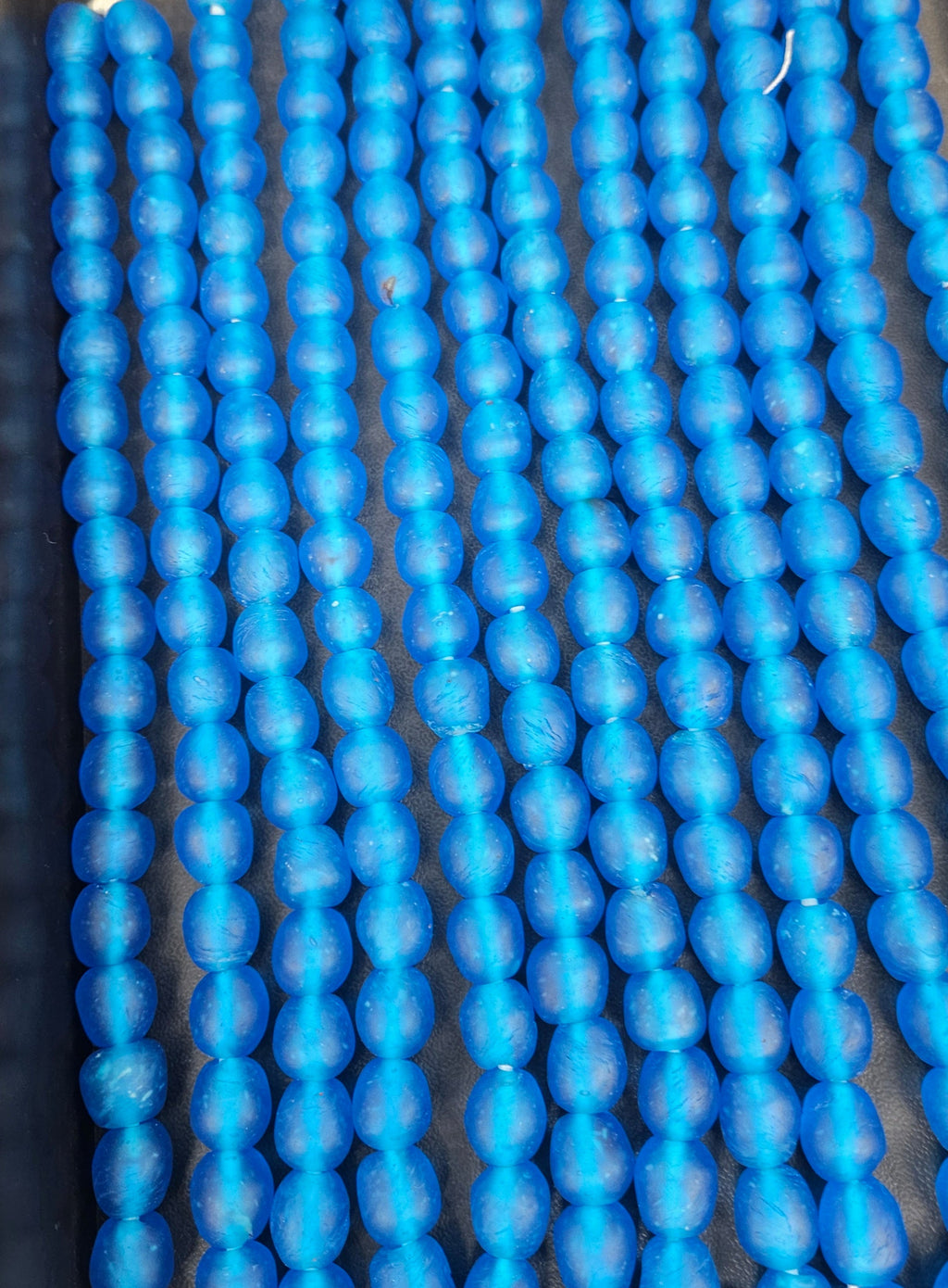 Handmade Blue Krobo Pocket Glass Beads from Ghana for Jewelry Making