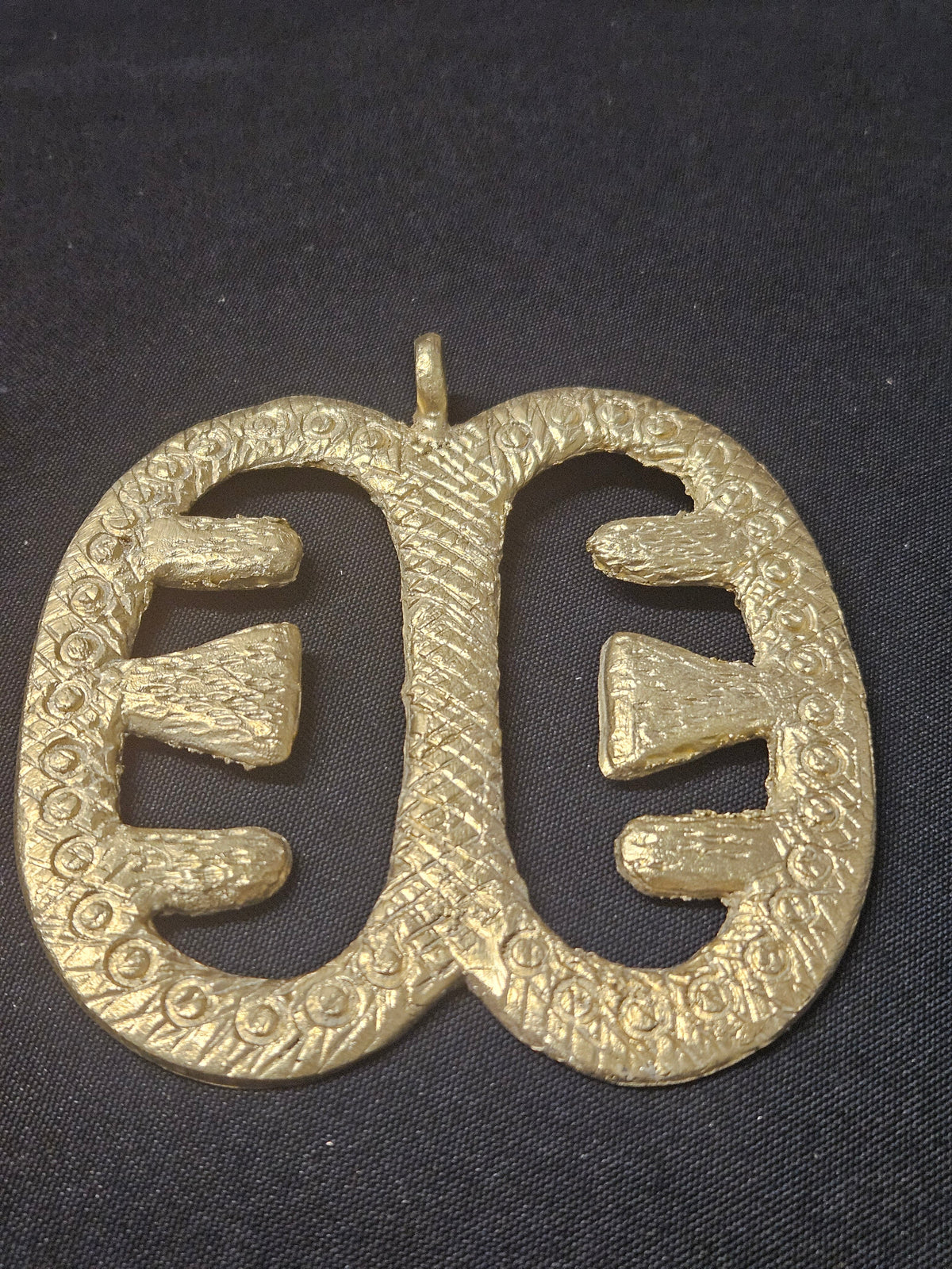 Large Handcrafted Ese Ne Tekrema African Brass Pendant | Authentic Ghana Adinkra Symbol