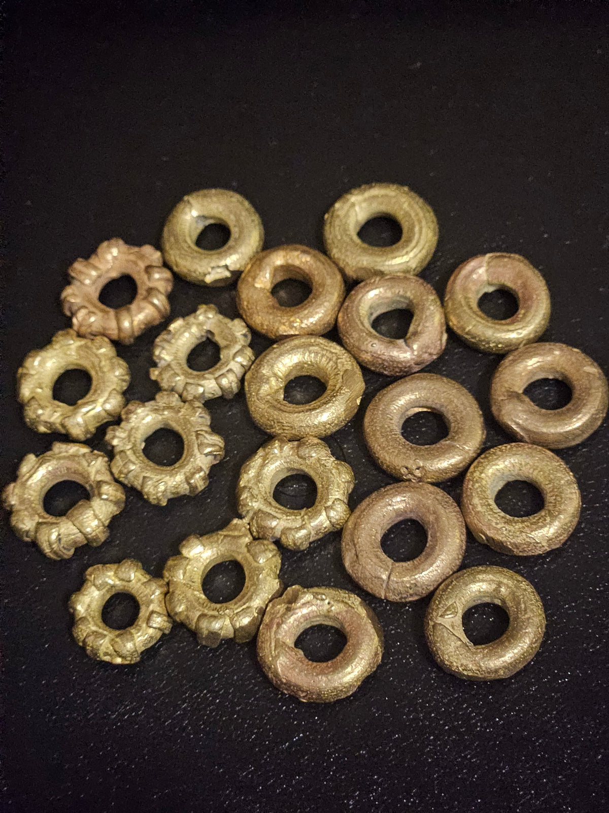 Ashanti Brass Ring Beads (Donut Spacers) — Hand-Cast in Ghana | Set of 20