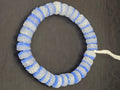 Blue & White Krobo Sugar Glass Short Tube Beads | Handcrafted Recycled Glass Beads from Ghana | Approx. 32 Beads Per Strand