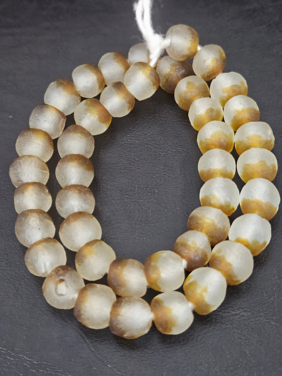 Authentic African Beads from Ghana | Textured Krobo Translucent Recycled Glass Beads | Chunky Handmade Glass Beads 12–14mm