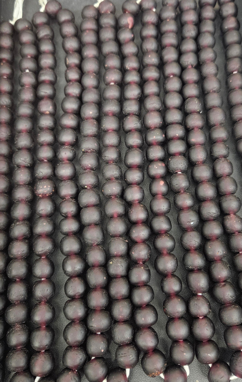 Burgundy Krobo Pocket Glass Beads – Handmade in Ghana, 13–14mm