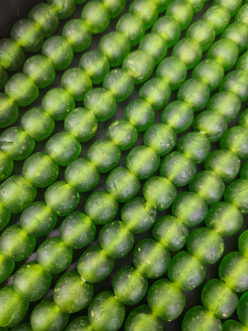 Green Krobo Pocket Glass Beads – Handmade in Ghana, 13–14mm