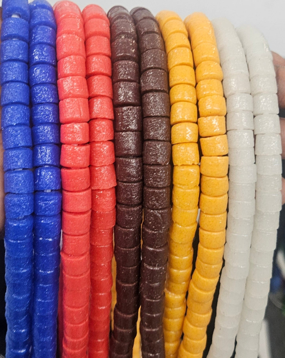Frosty White Small Cube Tube Krobo Powdered Glass Beads | Ghana Recycled Glass | 77–78 Beads