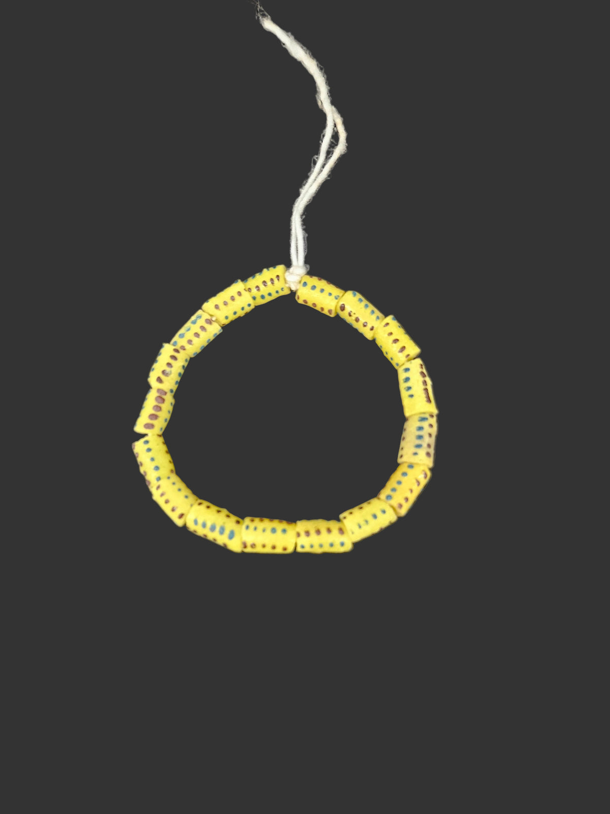 Golden Yellow Painted Krobo Glass Short Tube Beads | African Recycled Glass Beads Handmade in Ghana | Approx. 17 Beads