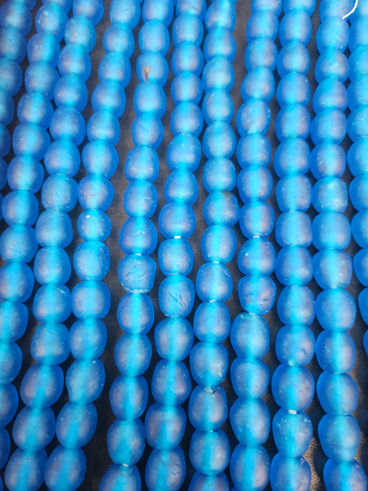 Handmade Blue Krobo Pocket Glass Beads from Ghana for Jewelry Making