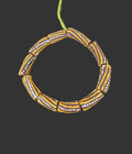 African Glass Beads – Painted Krobo Long Tubes, Brown & Gold