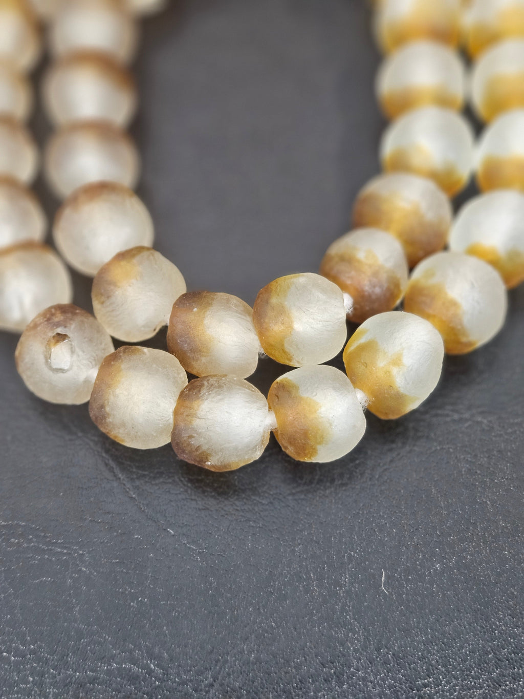 Authentic African Beads from Ghana | Textured Krobo Translucent Recycled Glass Beads | Chunky Handmade Glass Beads 12–14mm
