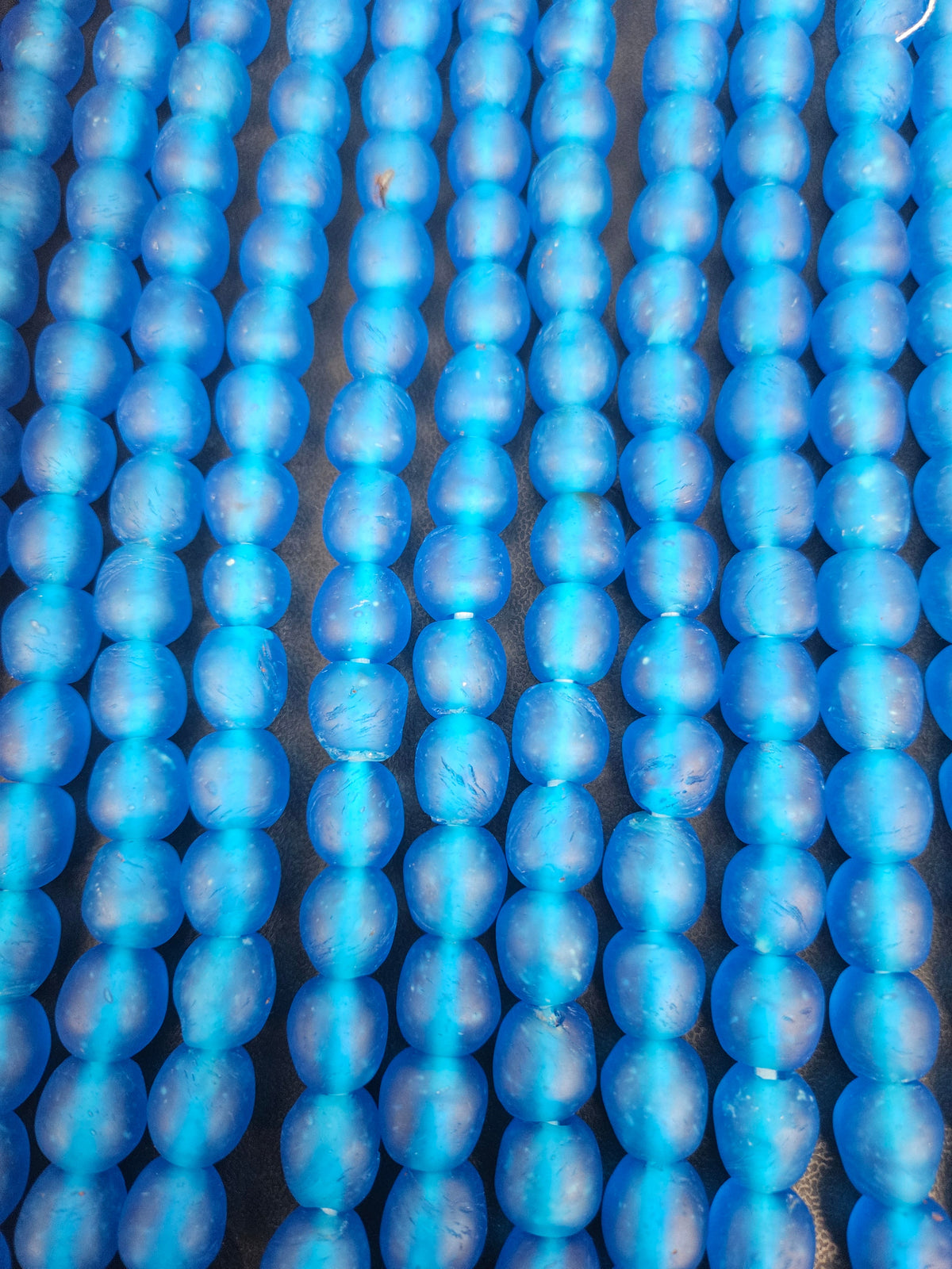 Handmade Blue Krobo Pocket Glass Beads from Ghana for Jewelry Making