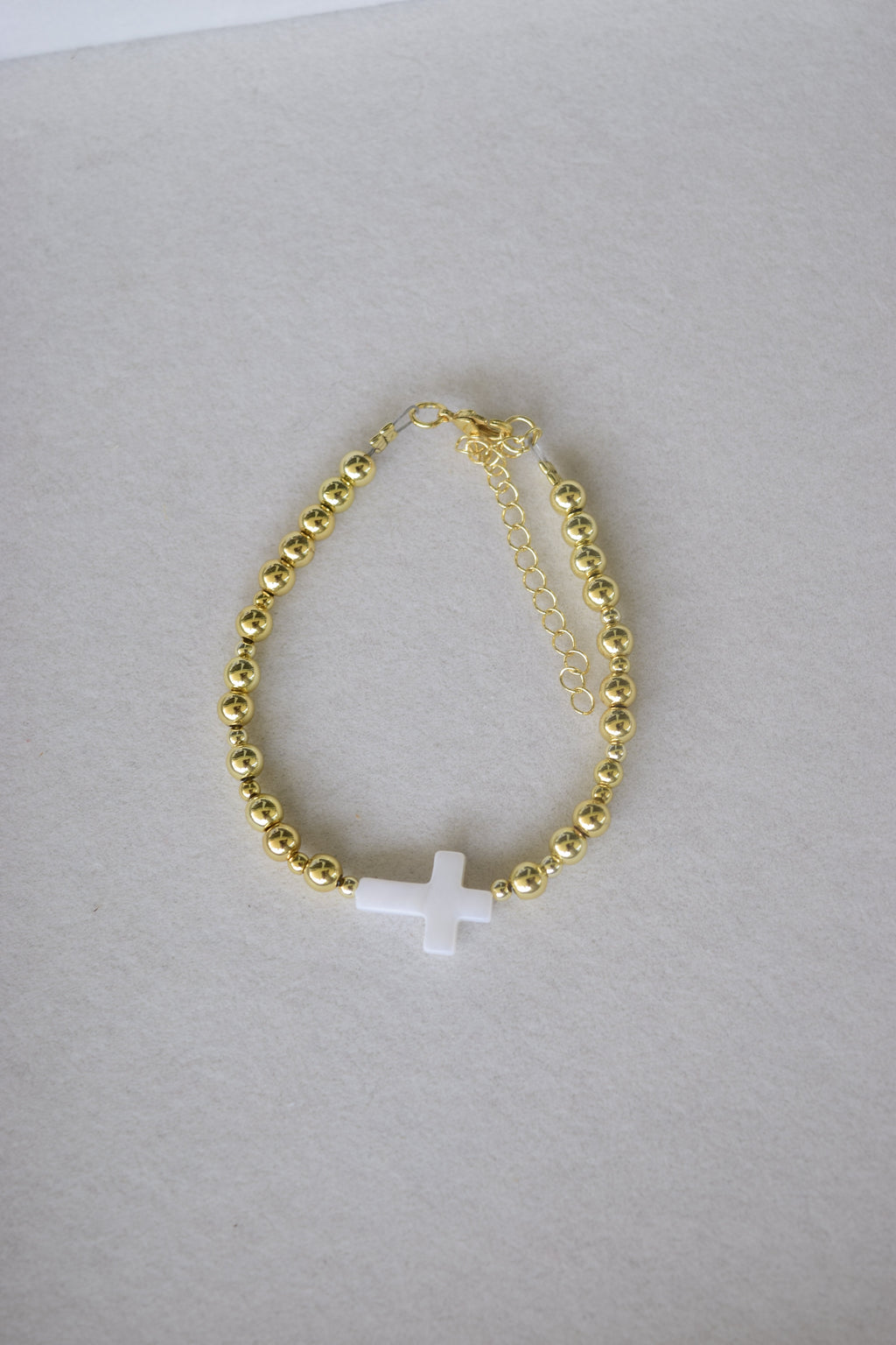 Mother of Pearl and Gold Filled Cross Bracelet