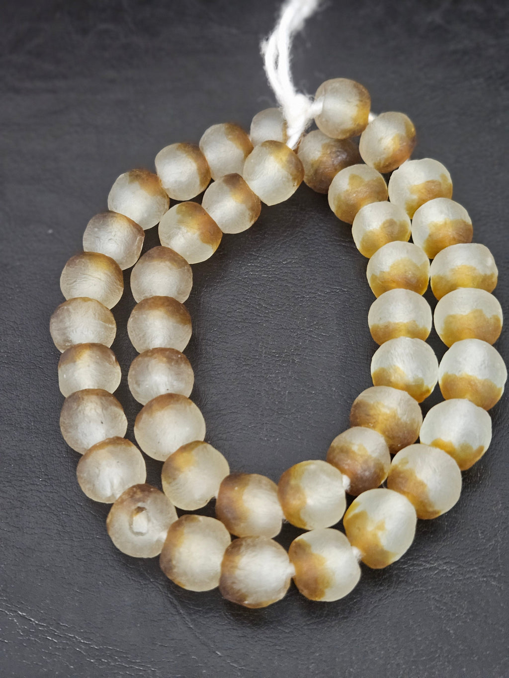 Authentic African Beads from Ghana | Textured Krobo Translucent Recycled Glass Beads | Chunky Handmade Glass Beads 12–14mm