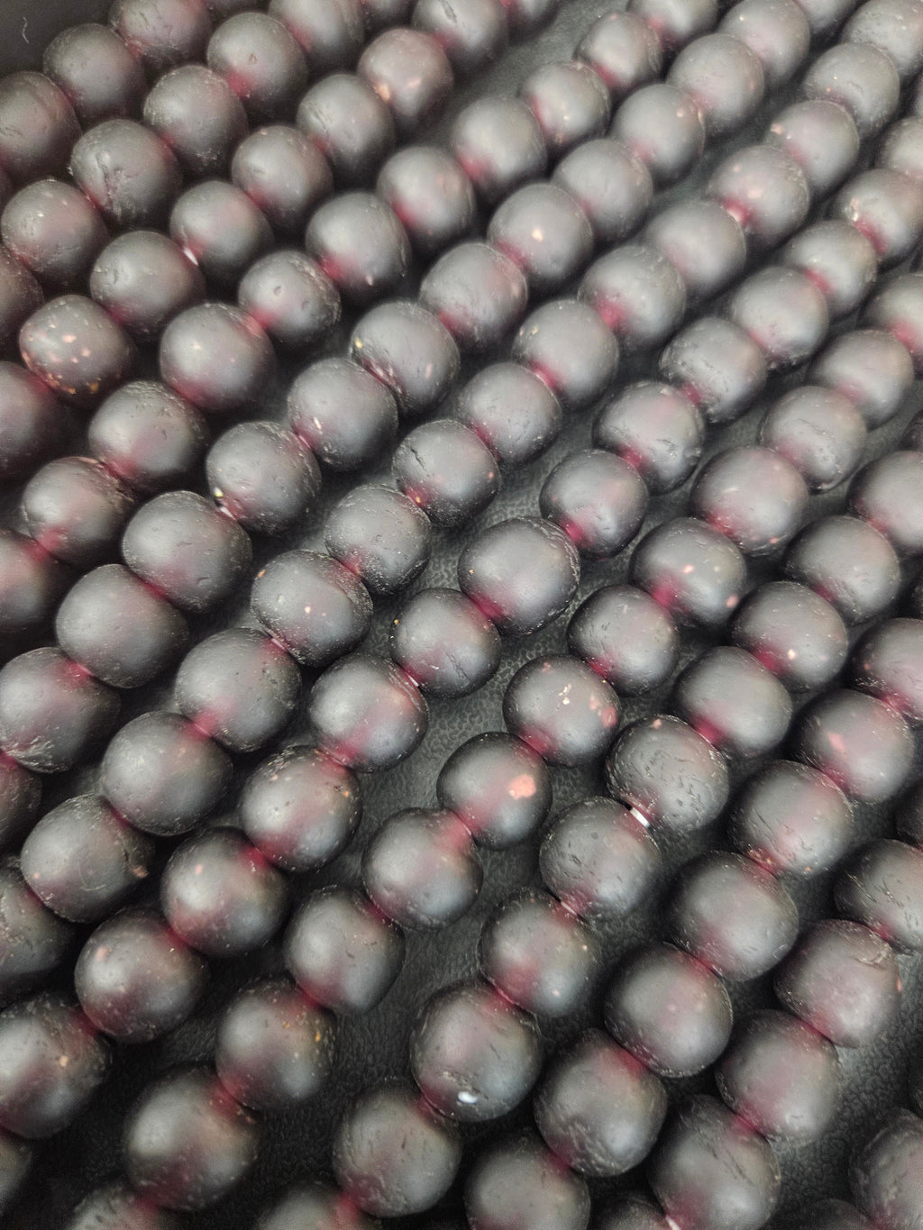 Burgundy Krobo Pocket Glass Beads – Handmade in Ghana, 13–14mm