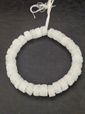 White Krobo Sugar Glass Short Tube Beads | Handcrafted Recycled Glass Beads from Ghana | Approx. 32 Beads Per Strand