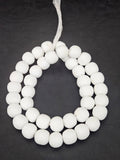 White Krobo Powdered Glass Round Beads | 13–14mm | Ghana | Approx. 40–41 Beads