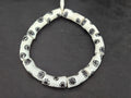 Ivory White Krobo Painted Glass Tube Beads with Ebony Black Medallion Motifs