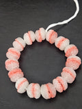 Coral & White Krobo Sugar Glass Rondelle Beads | Handcrafted Recycled Glass Beads from Ghana | Approx. 30 Beads Per Strand
