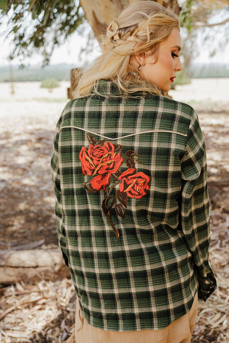 Plaid Petal Rodeo Button Up