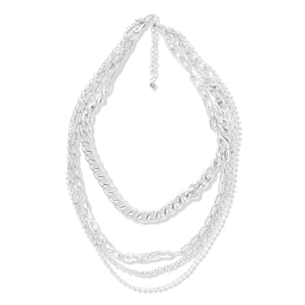 SNAZZY SILVER LAYERED NECKLACE