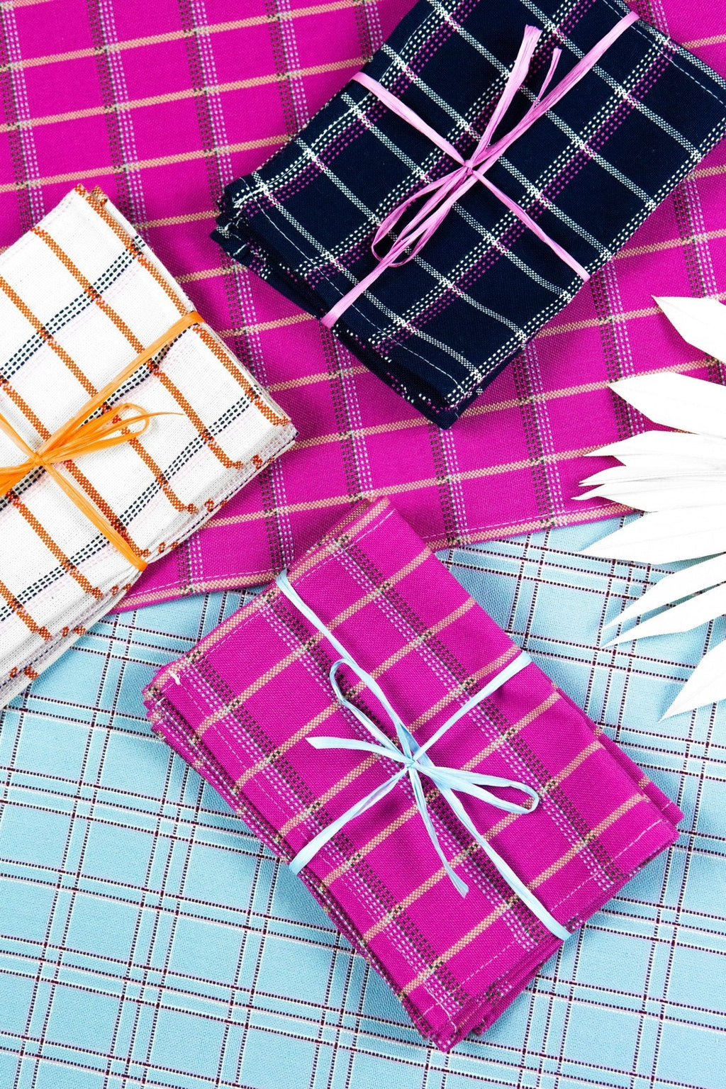 San Lucas Plaid Navy Cocktail Napkins, Set of 4