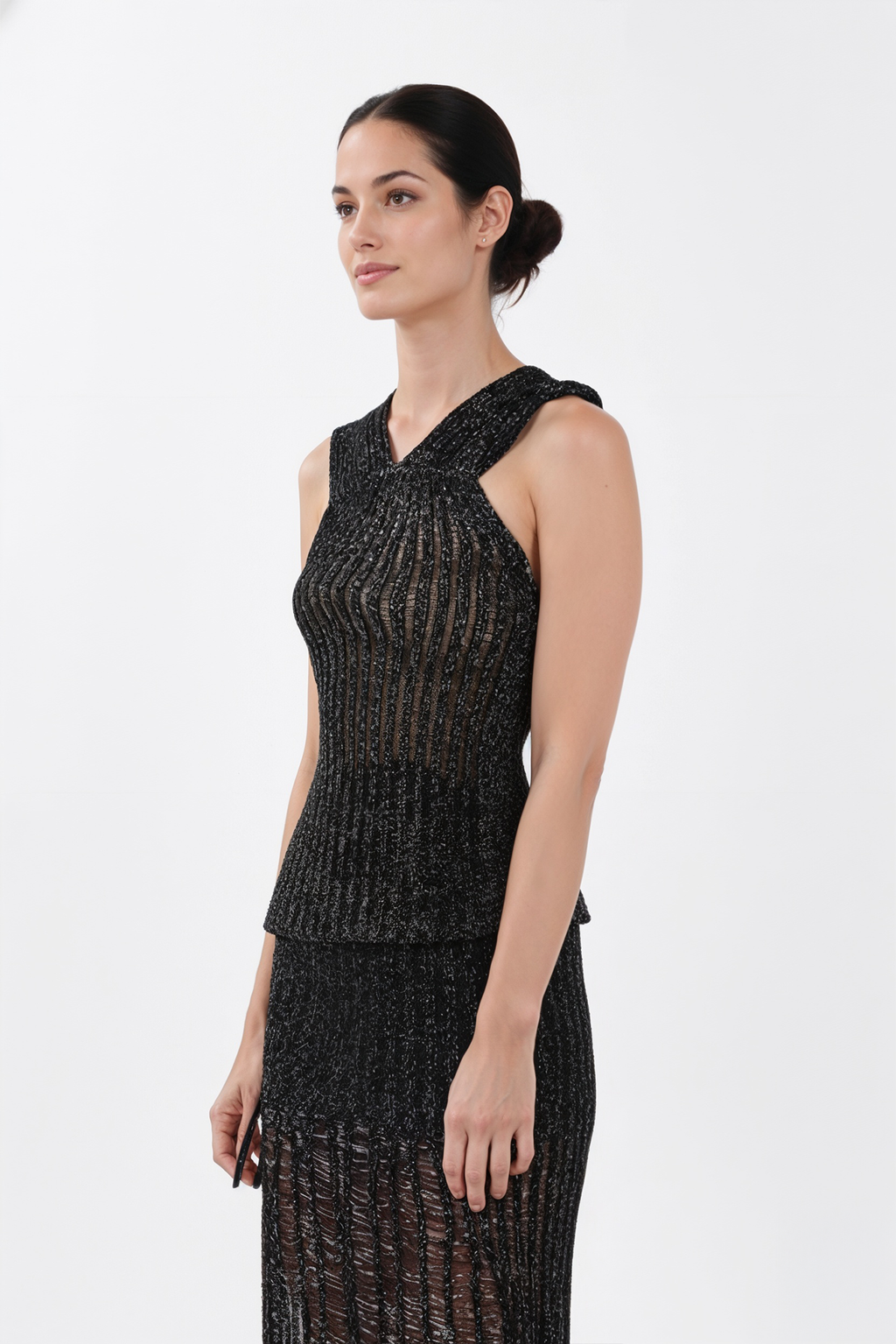 Luxe Ribbed Cross-Front Top in Black