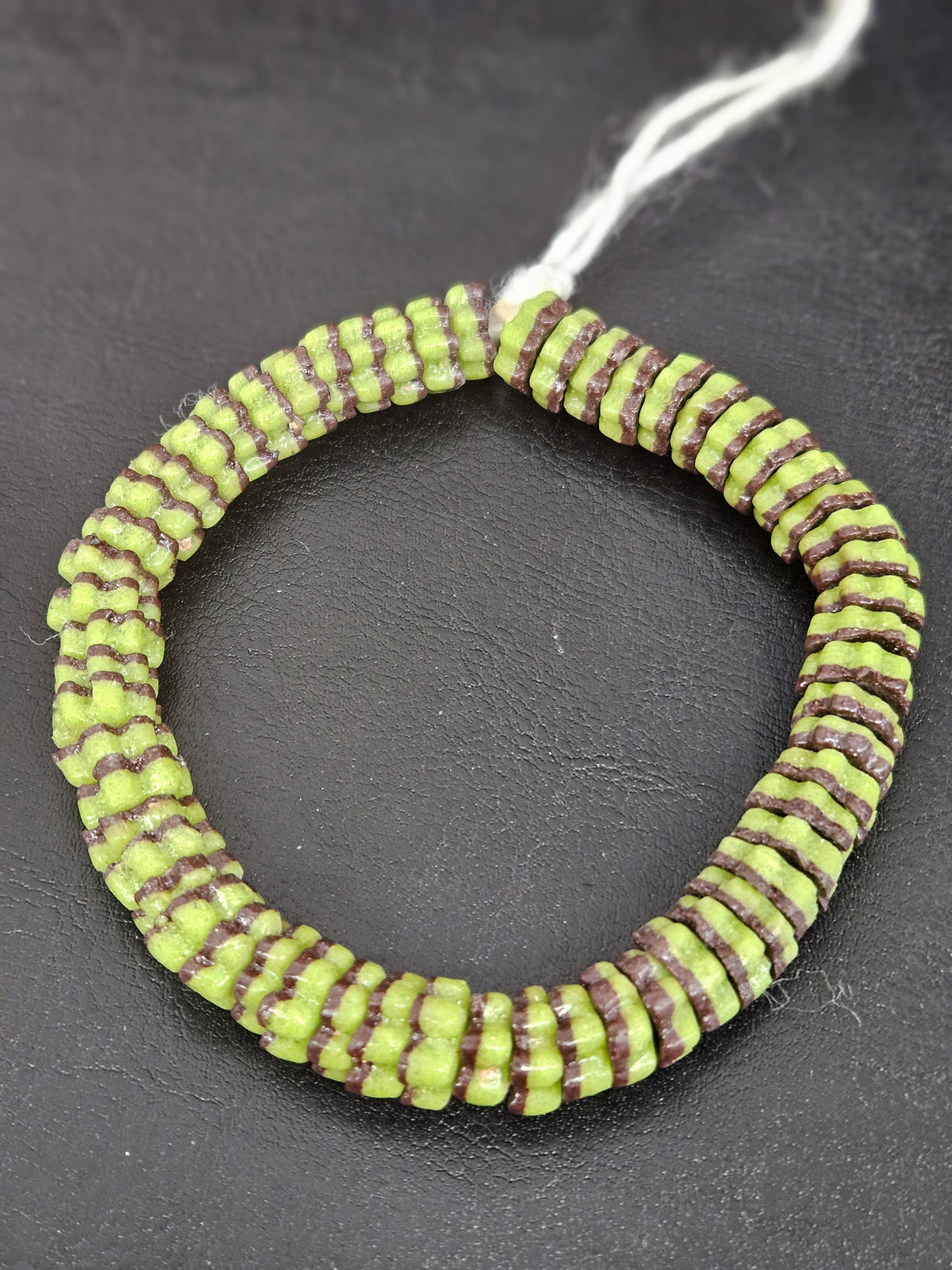 Spring Green & Cocoa Brown Krobo Glass Spacer Beads | Handcrafted Recycled Glass Beads from Ghana