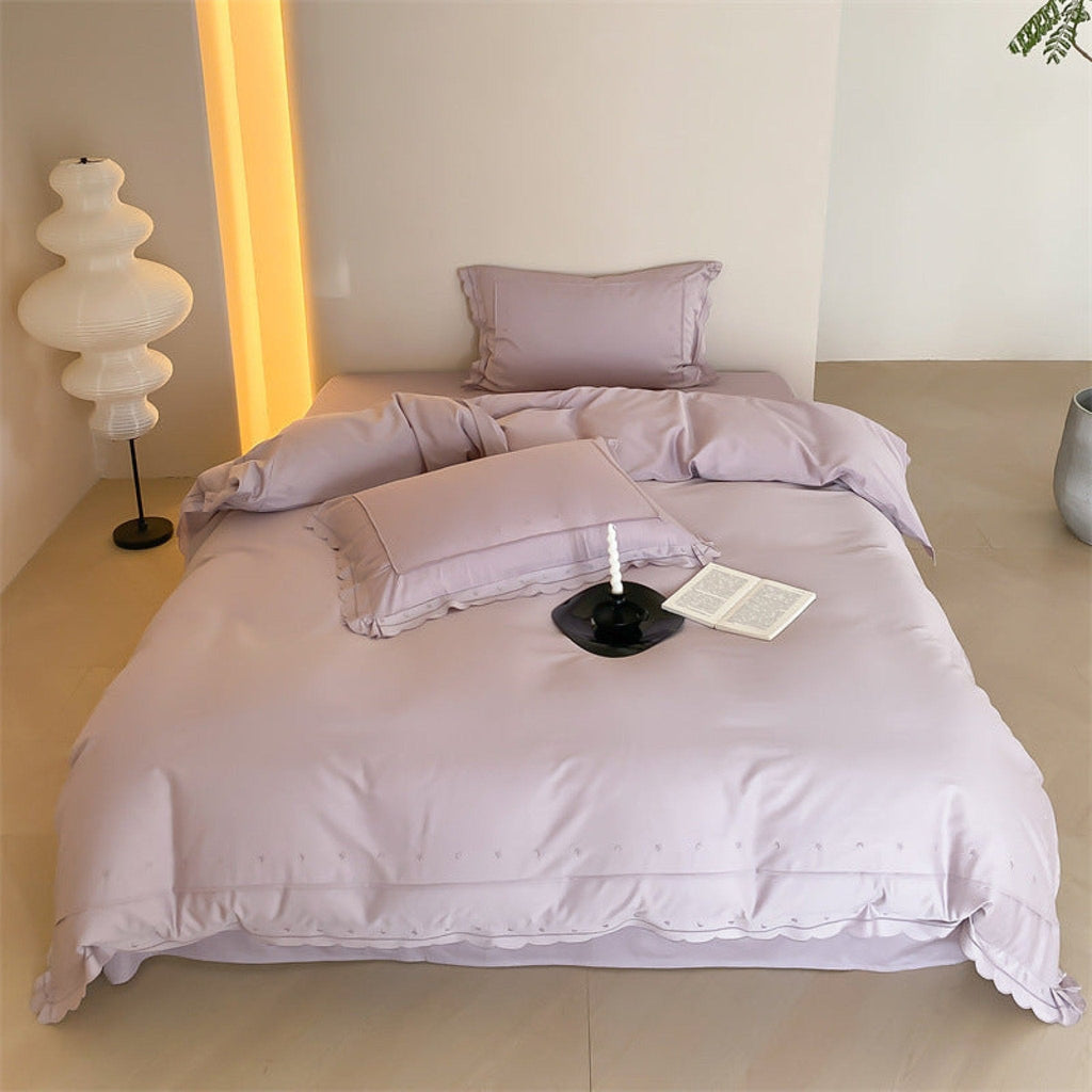 Star Gaze Short Cake Ruffle Bedding Set / White